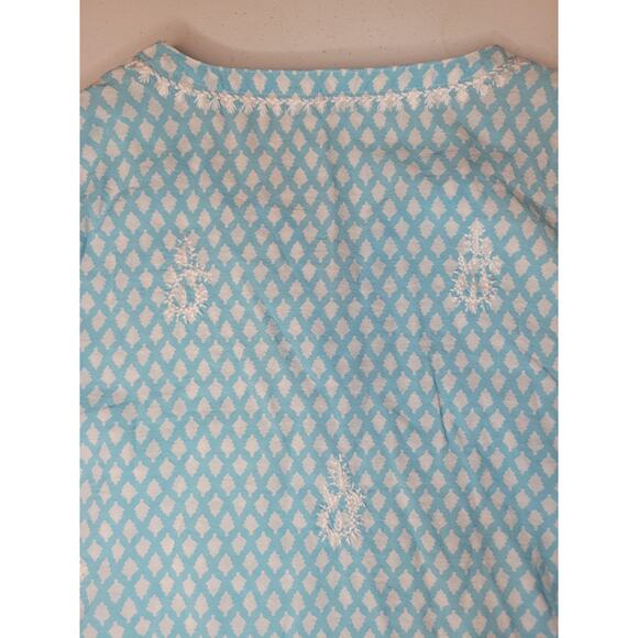 John Mark Tunic Shirt Women's Sm Lace Sleeve Hem Embroidered Paisley Floral Boho - Picture 15 of 15